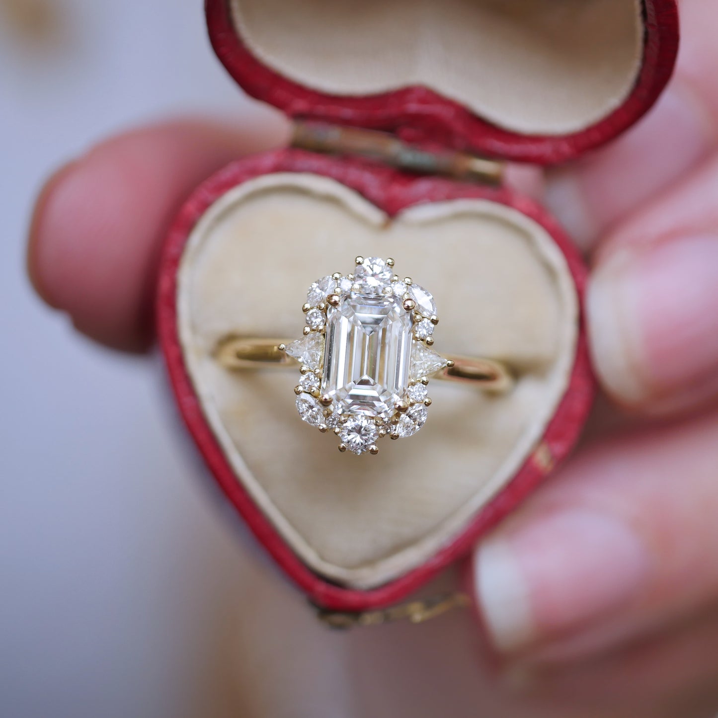 Custom Art Deco Cluster Engagement Ring