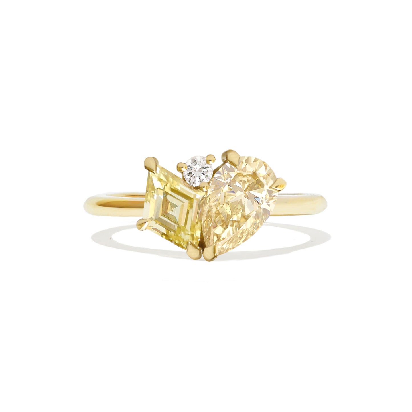 Yellow Lozenge Cluster Toi et Moi Diamond Ring