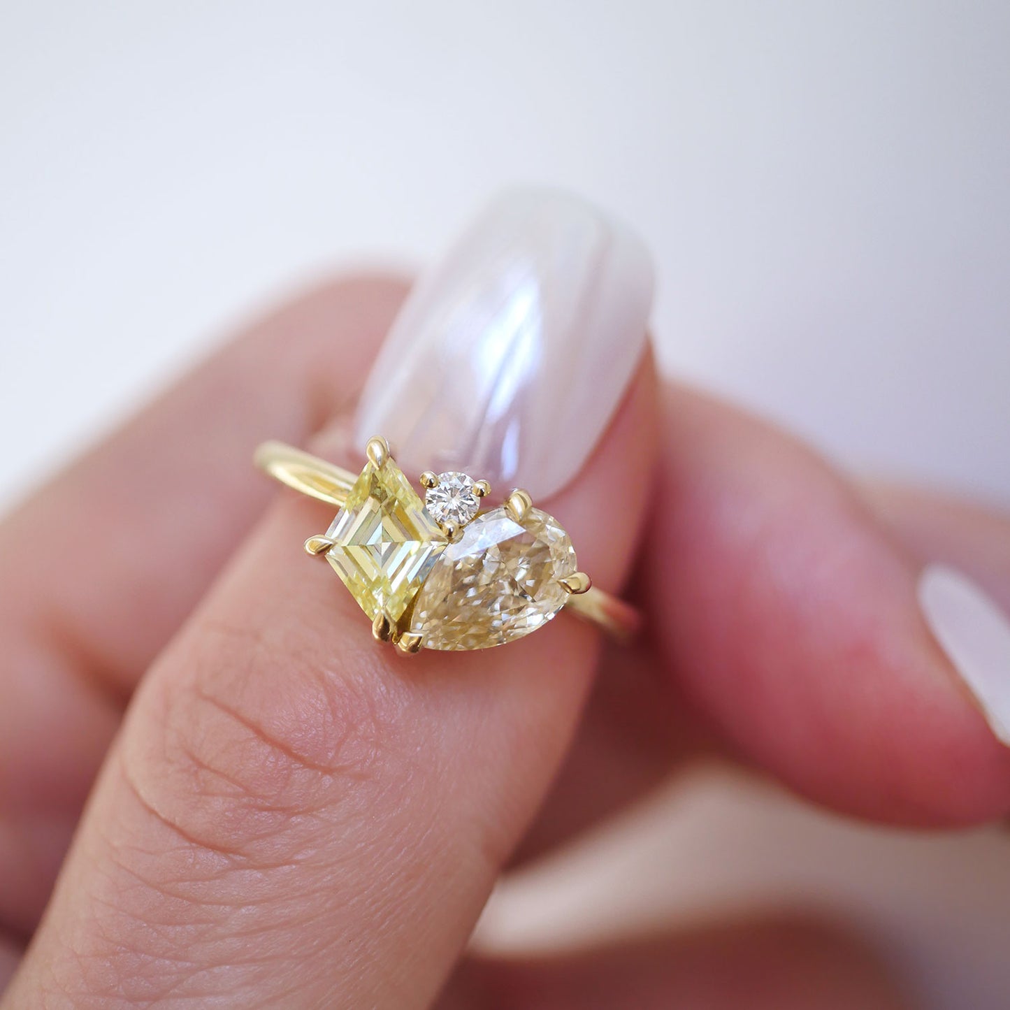 Yellow Lozenge Cluster Toi et Moi Diamond Ring