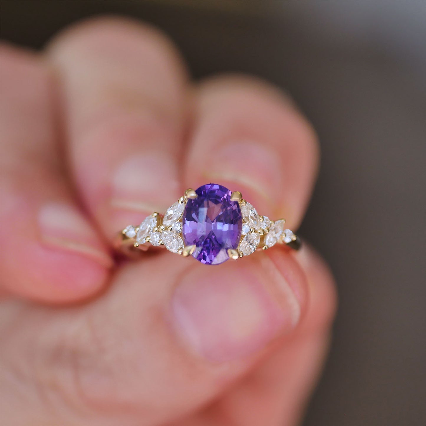 Purple Oval Sapphire Garden Party Ring