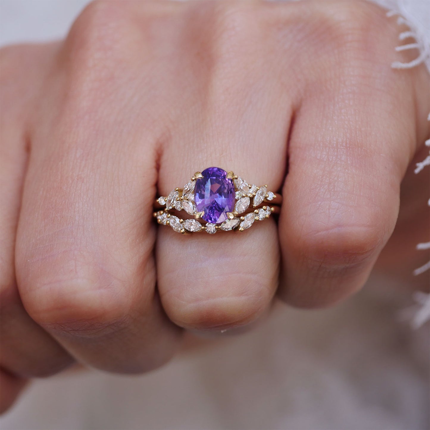 Purple Oval Sapphire Garden Party Ring