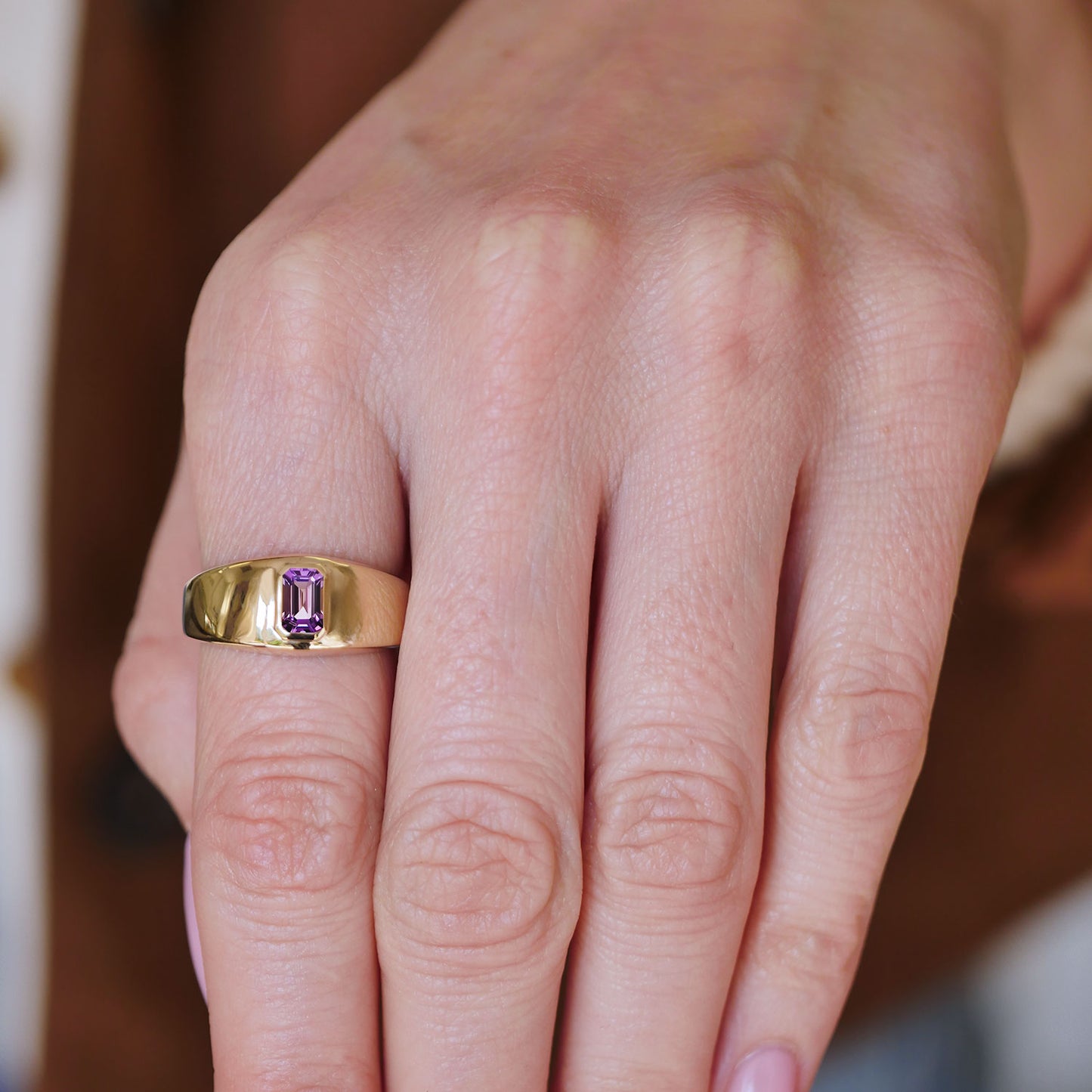 Custom Mens Signet Sapphire Ring