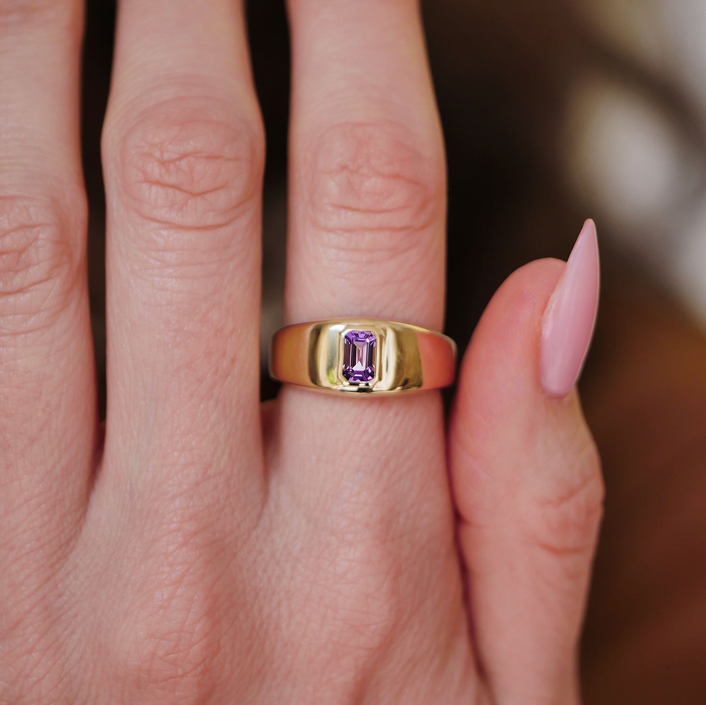 Custom Mens Signet Sapphire Ring