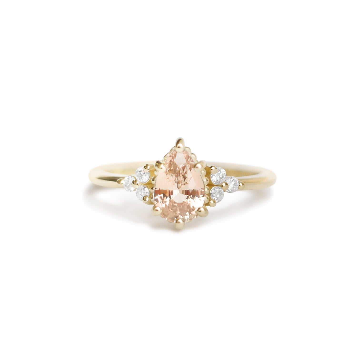 Custom Pear Shaped Peach Sapphire Trio Ring Berlinger Jewelry