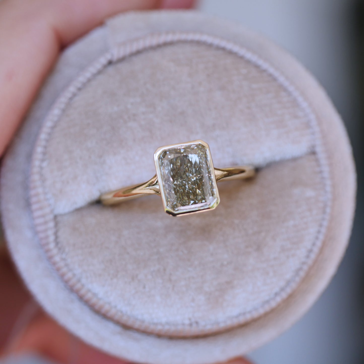 Custom Radiant Cut Bezel Ring