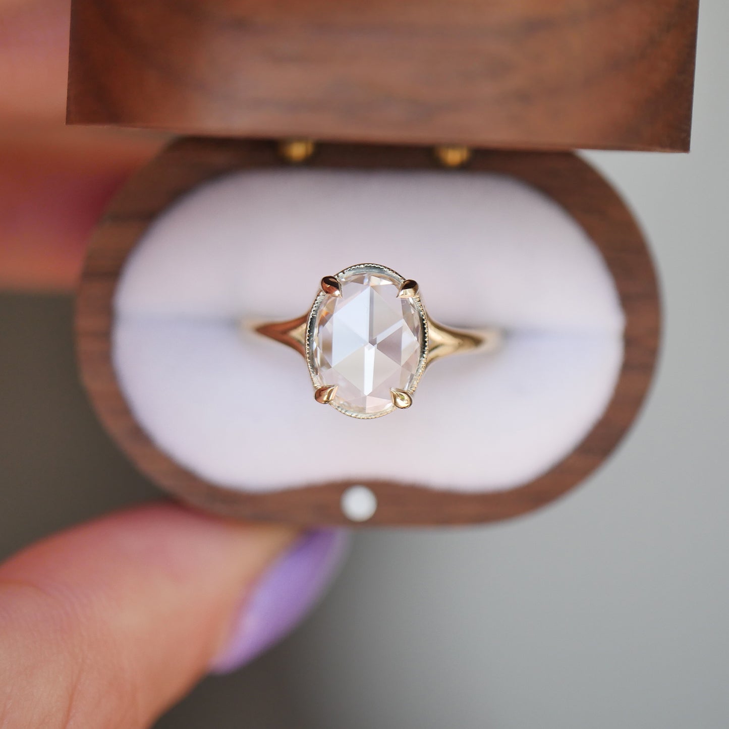 Custom Rose Cut Split Shank Solitaire