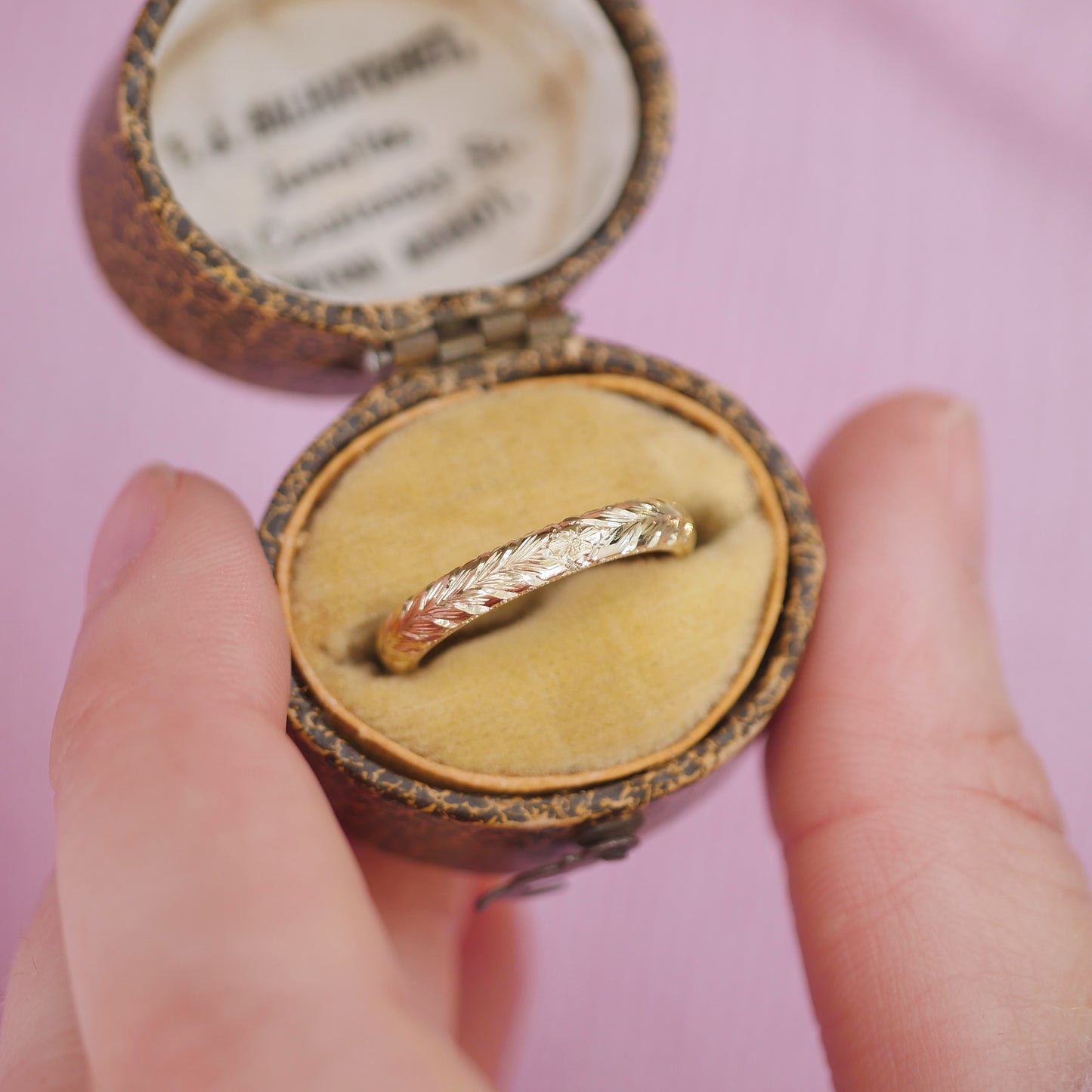 Custom Wheat Engraved Wedding Band