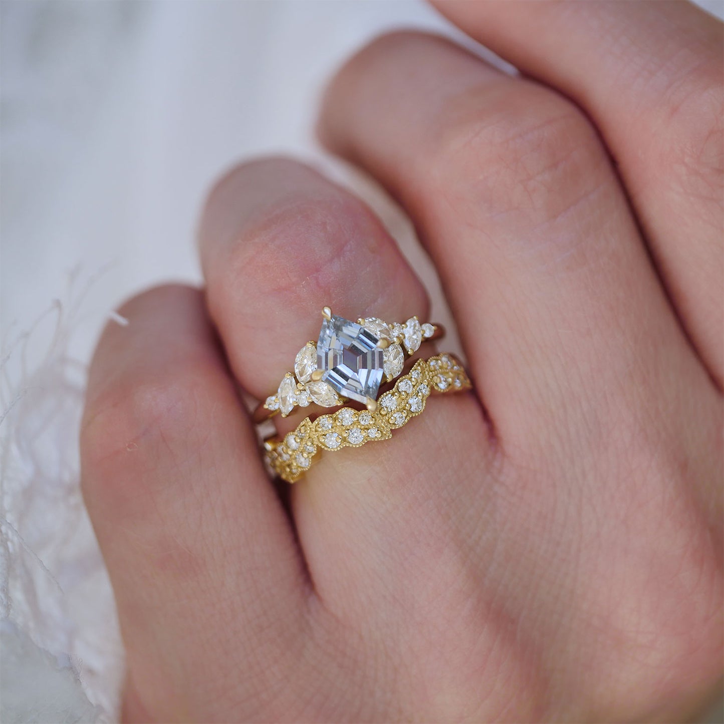 Ice Blue Lozenge Garden Party Ring