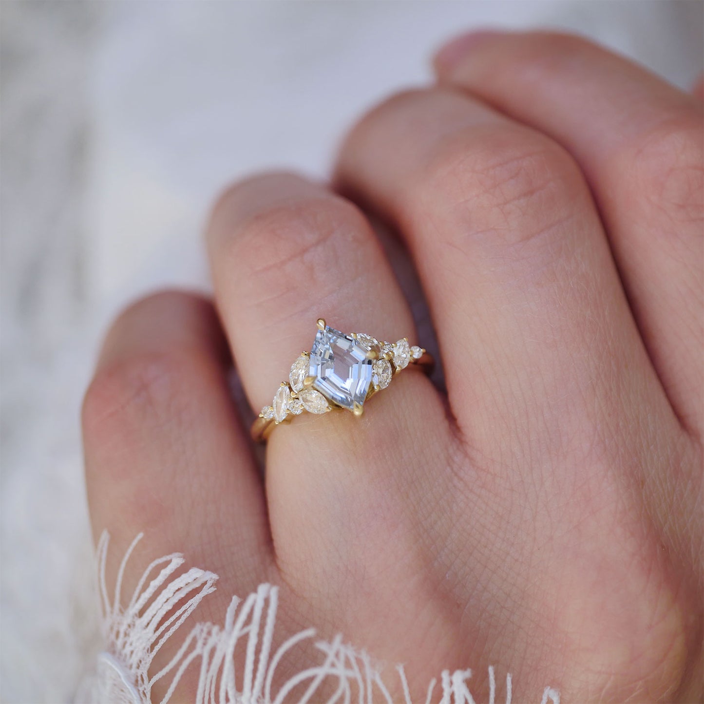 Ice Blue Lozenge Garden Party Ring