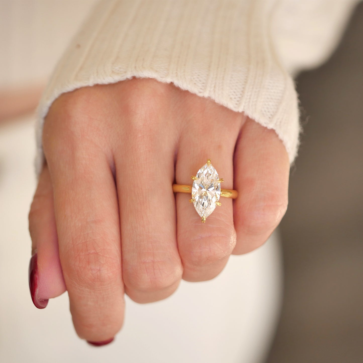 Custom Marquise Solitaire Diamond Ring