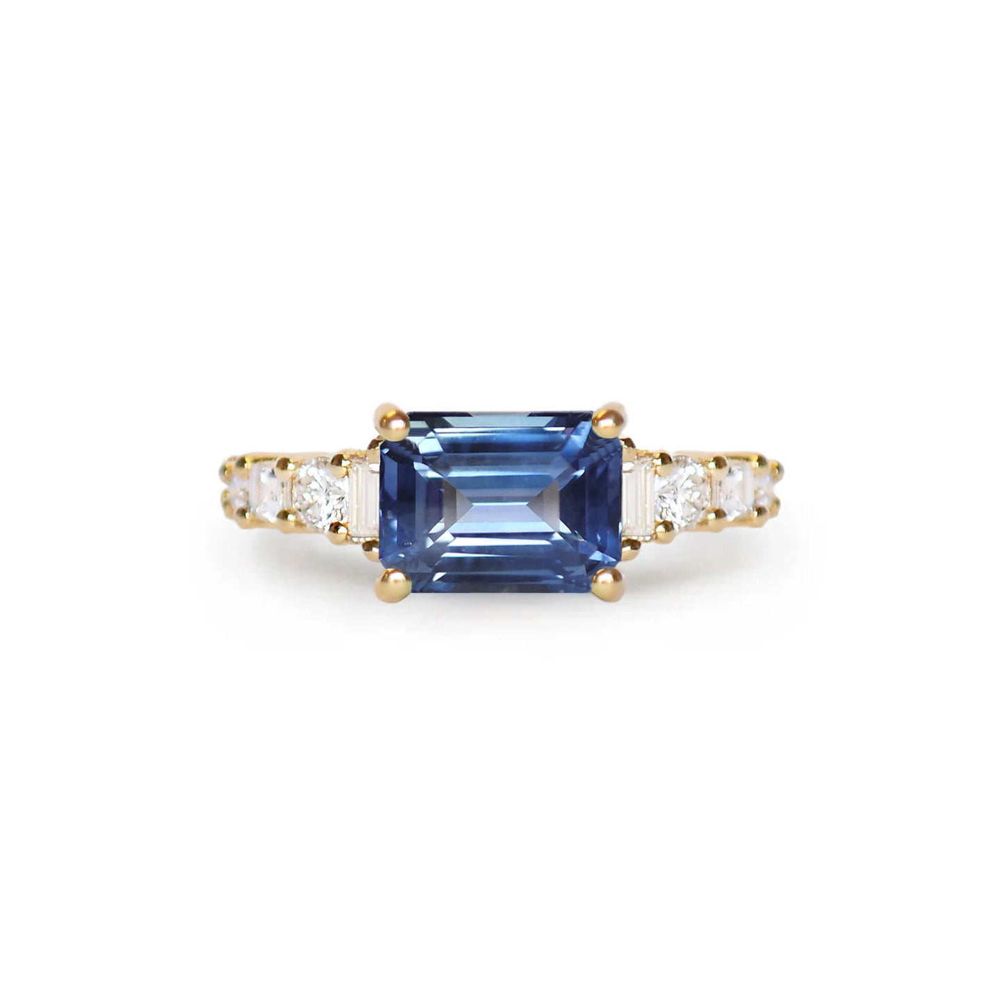 Blue Sapphire Nouveau Ring