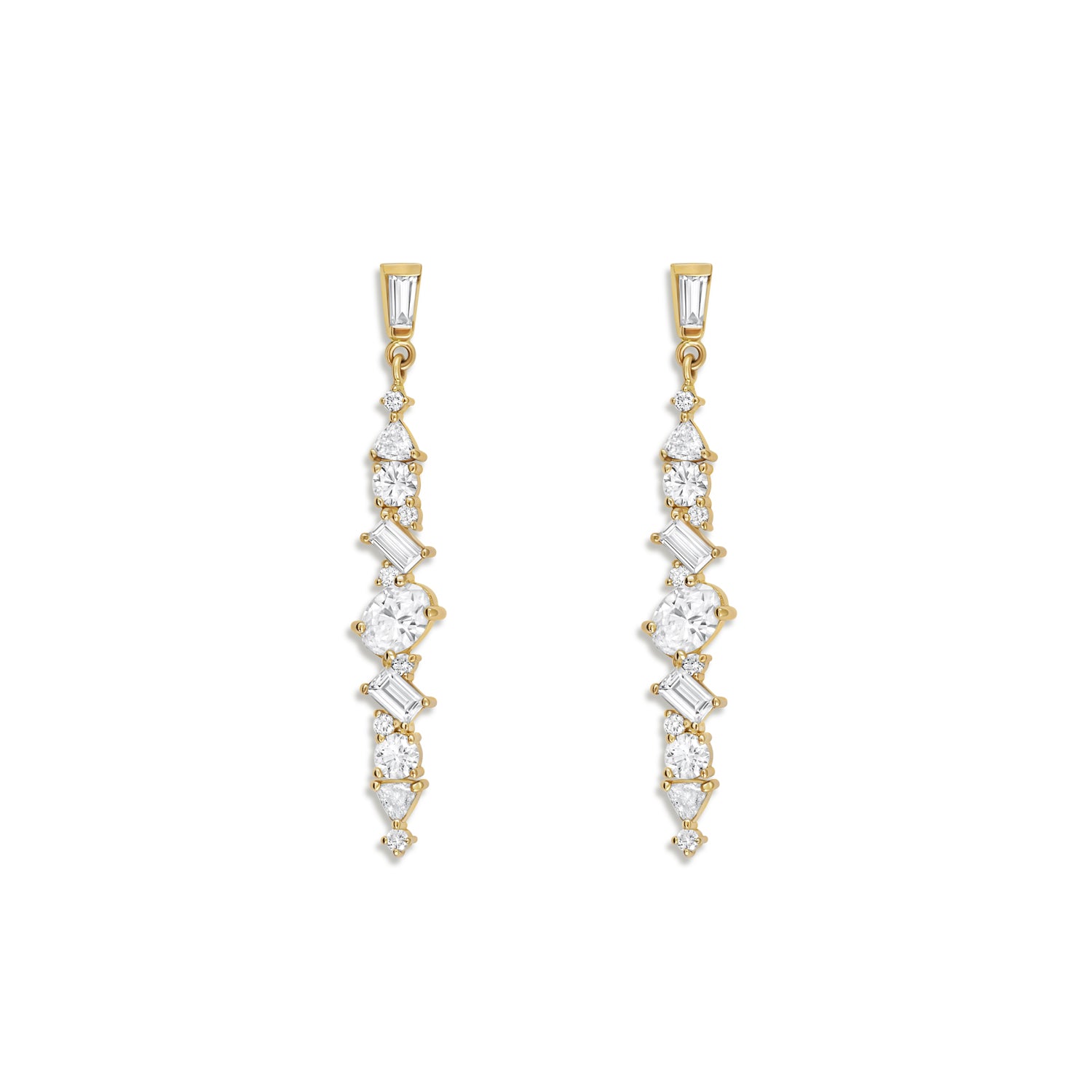 Diamond Cluster Linear Drop Earrings Berlinger Jewelry
