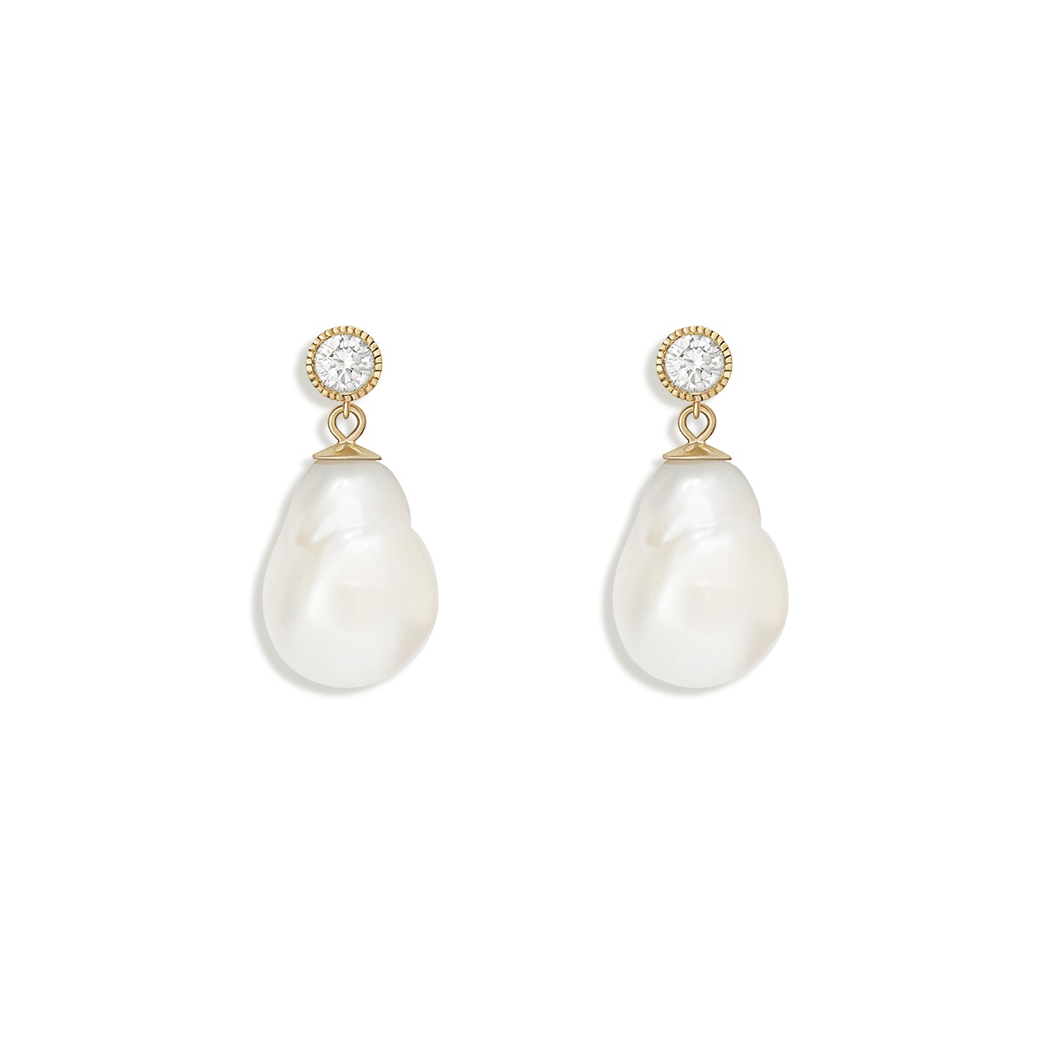 Baroque Pearl Diamond Drop Earrings Berlinger Jewelry
