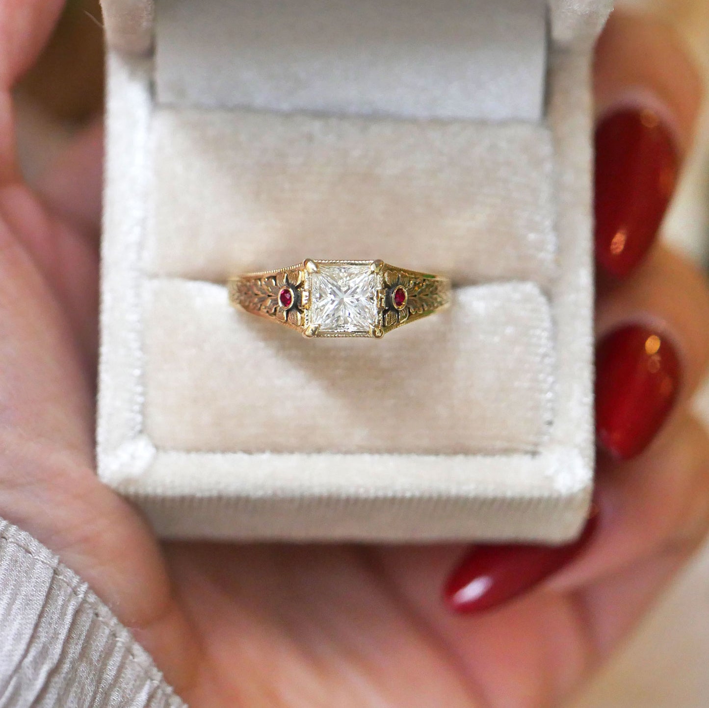 Custom Ruby Nightbloom Edwardian Ring