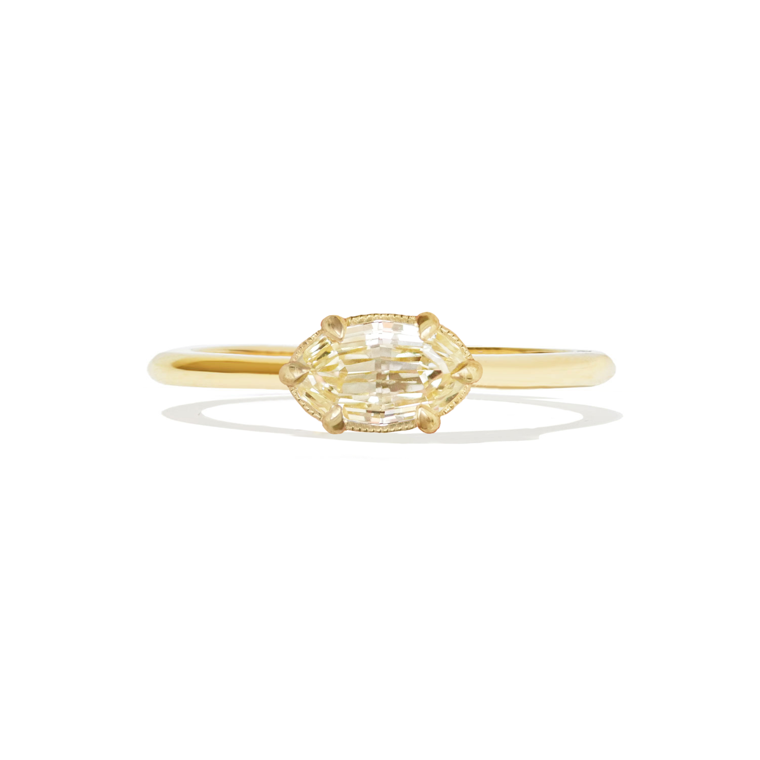 Yellow East West Scissor Oval Diamond Solitaire Ring