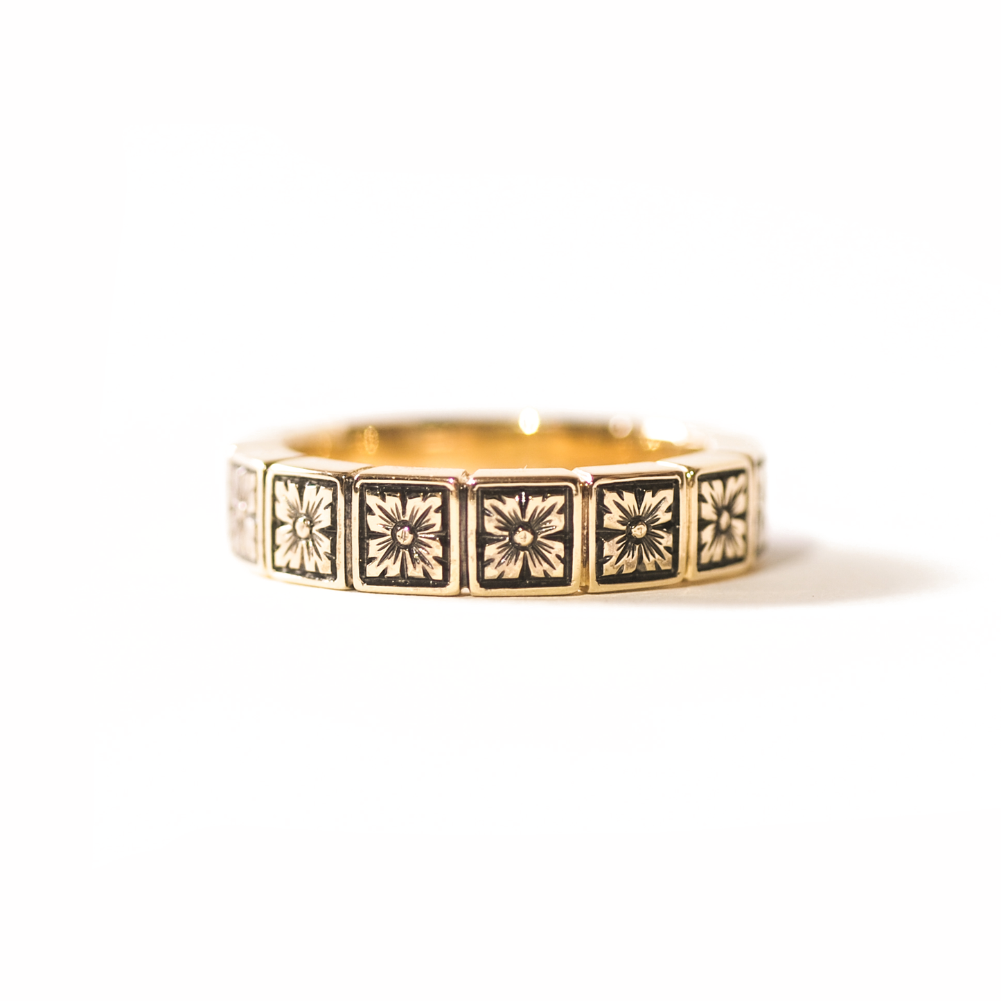 5mm Art Deco Engraved Notched Band Ring