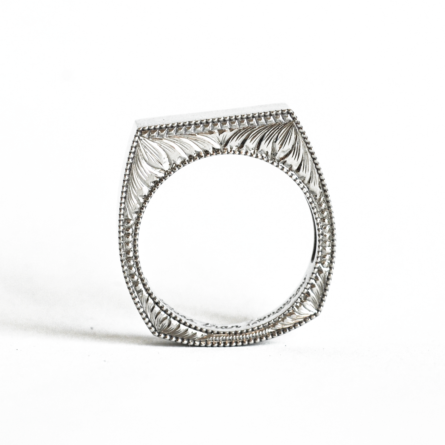 Square Engraved Mens Wedding Ring