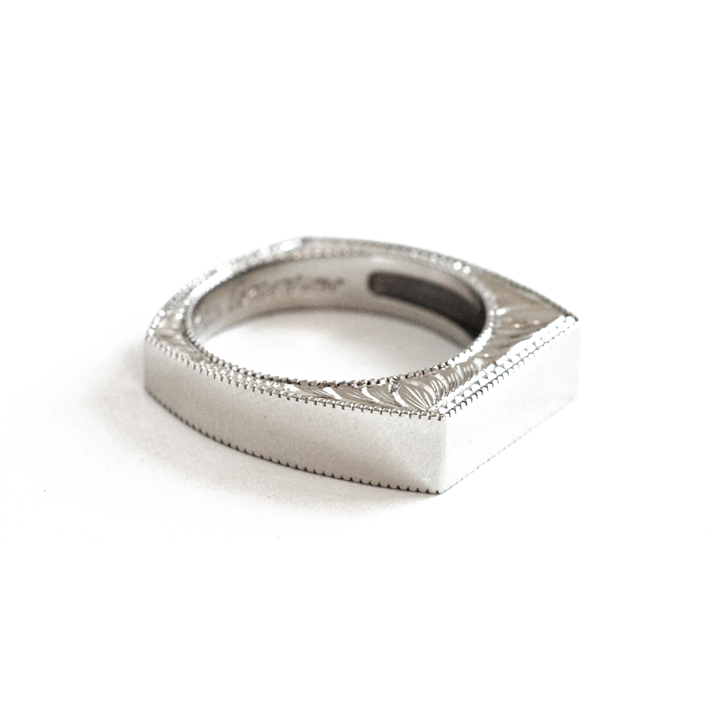 Square Engraved Mens Wedding Ring