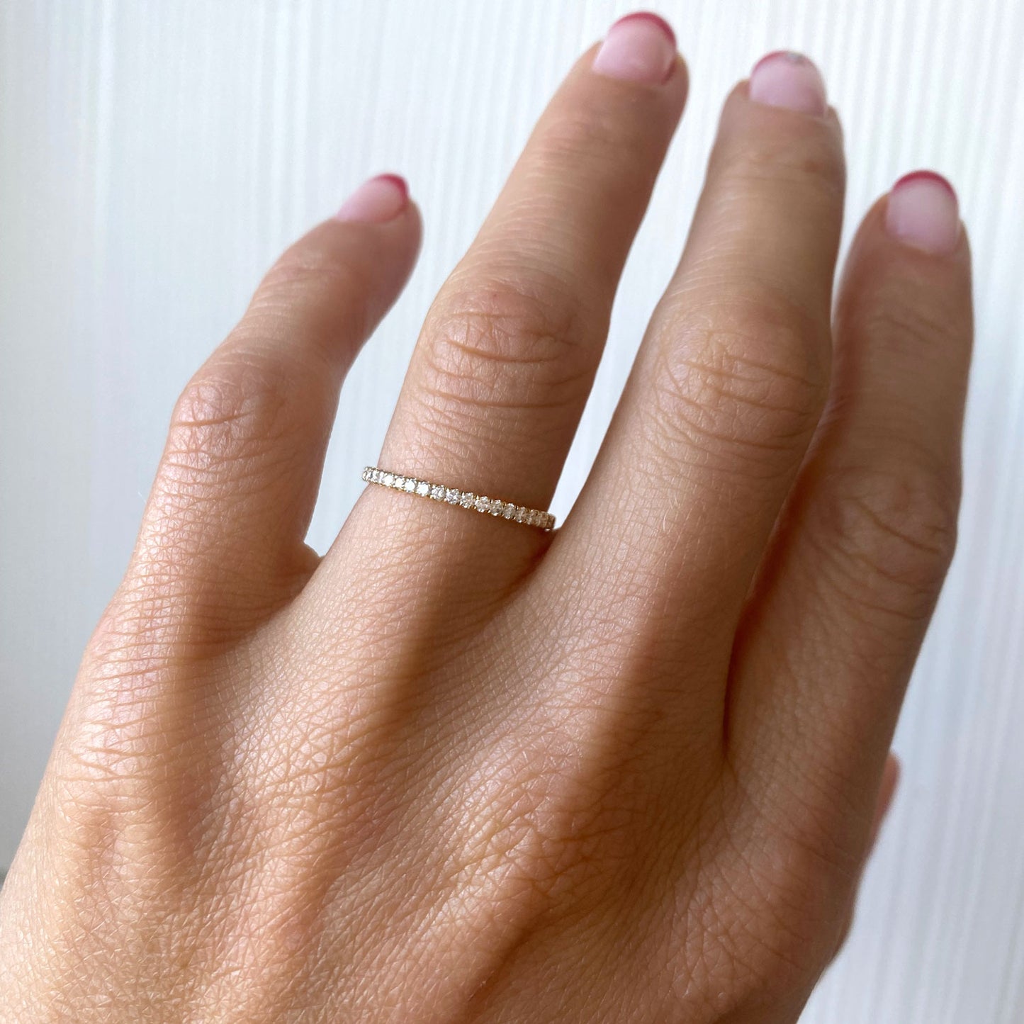 Delicate French Pavé Eternity Diamond Wedding Ring