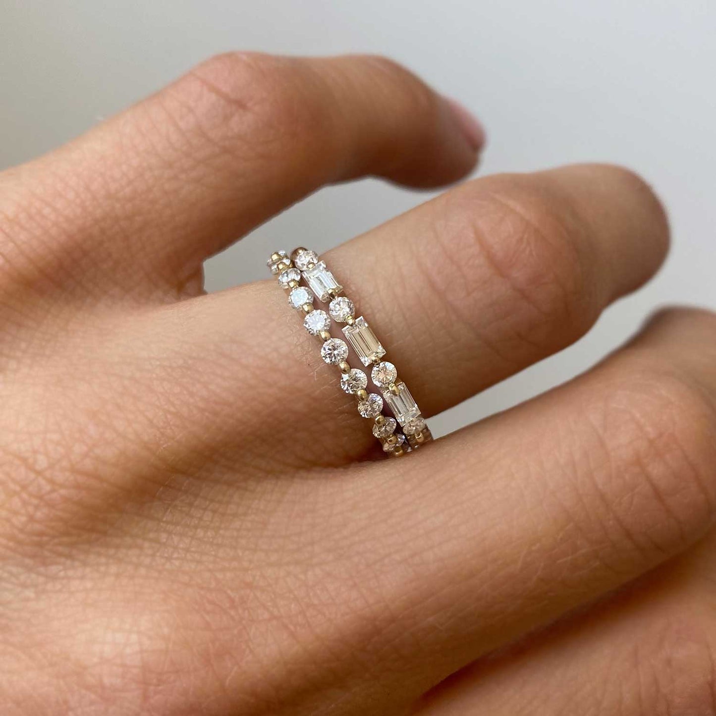Floating Baguette & Round Diamond Ring