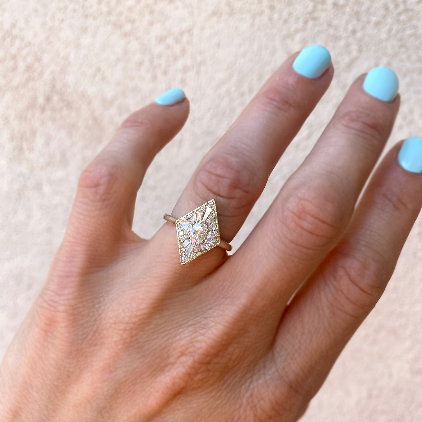 Mini Kite Shape Oval Brilliant Cut Diamond Mosaic Ring