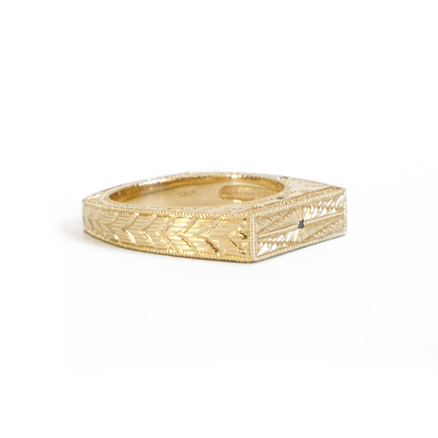 Art Deco Men's Eagle Engraved Gold Ring