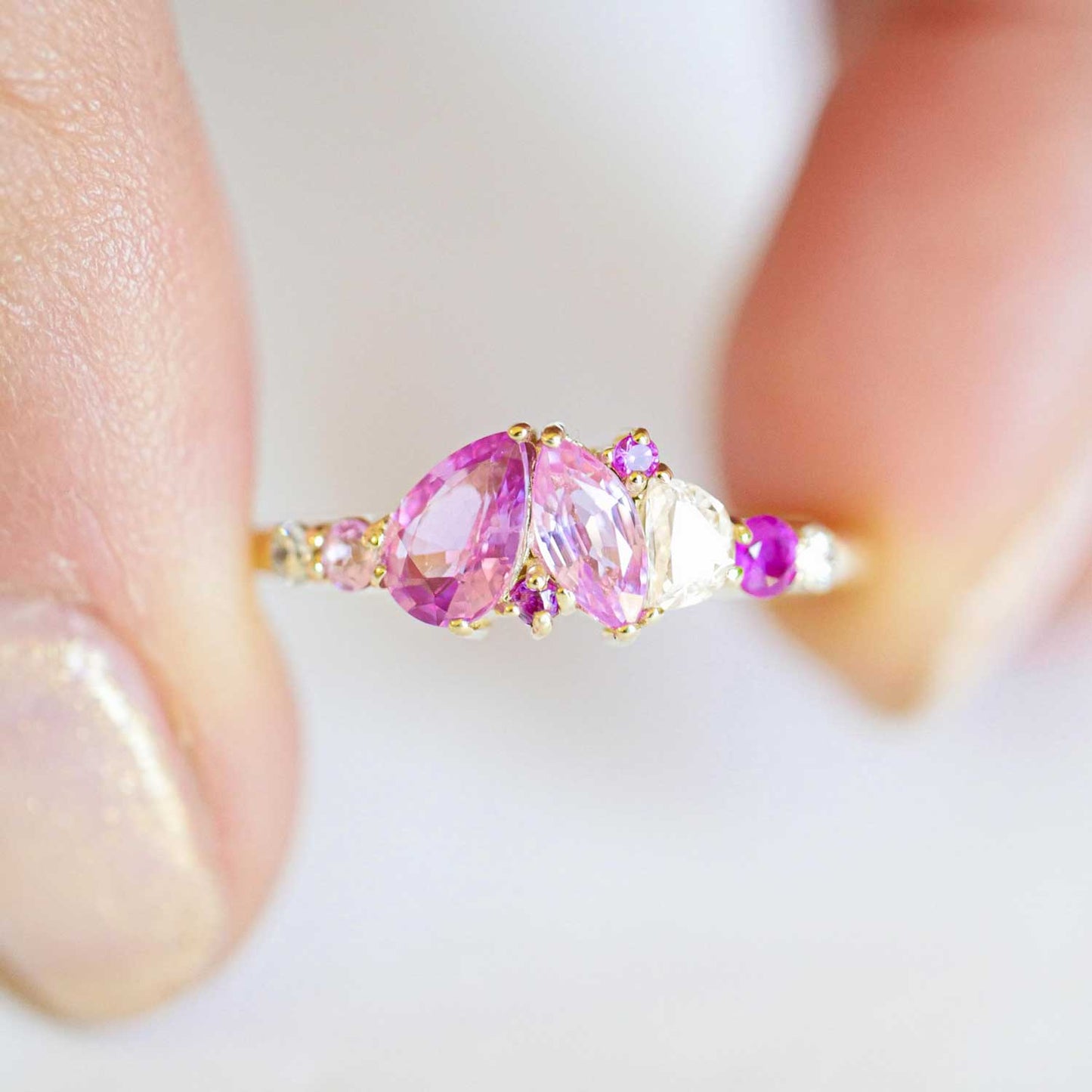 Pink Sapphire & Diamond Mosaic Ring