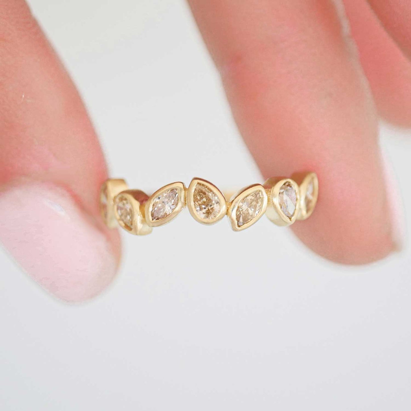 Falling Leaves Champagne Diamond Bezel Ring