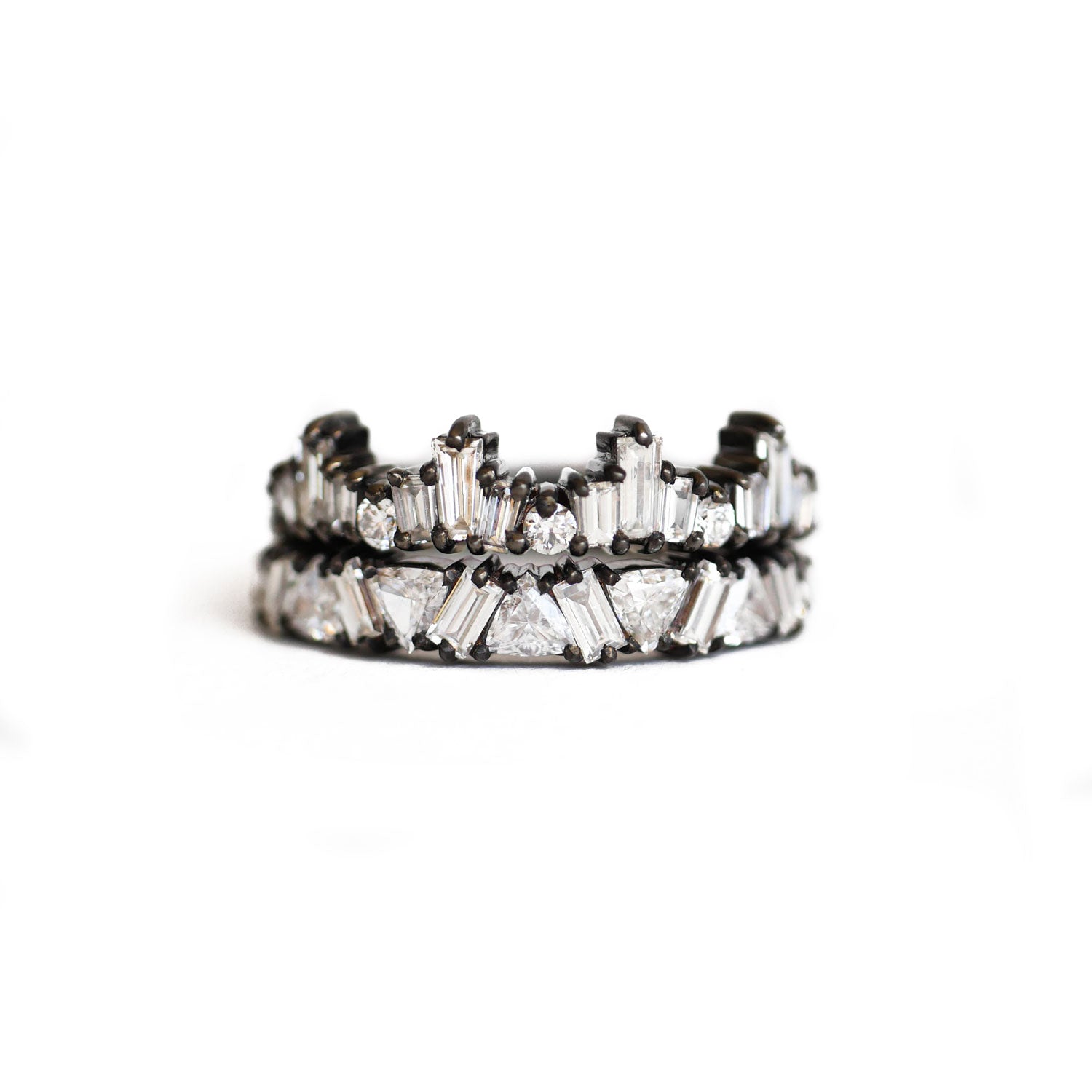 Delicate Black Rhodium Diamond Stacking Ring Set Berlinger Jewelry