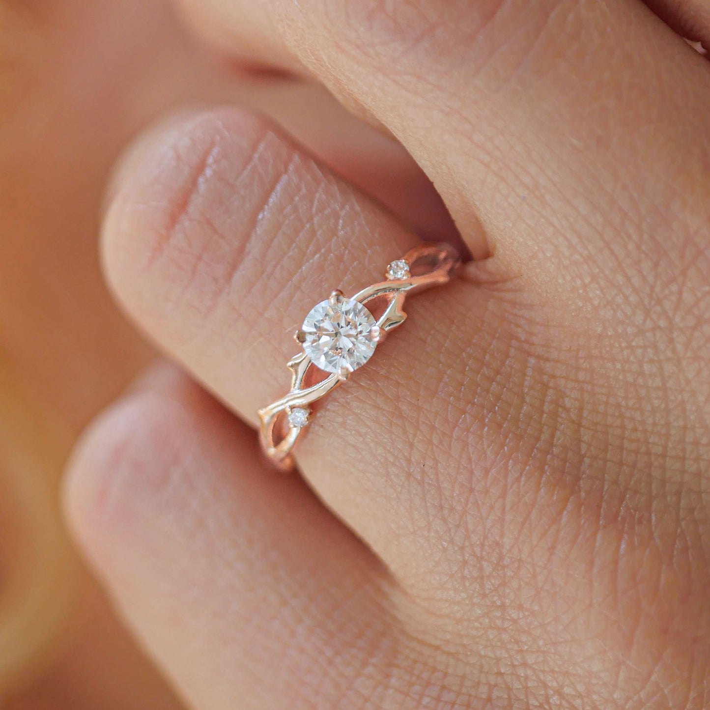 Rose Gold Diamond Vine Ring