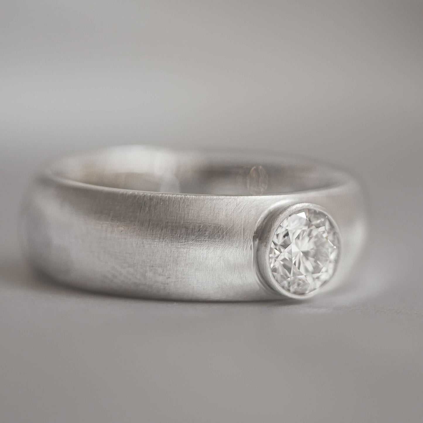 0.75ct Lab Diamond Satin Finish Men's Ring