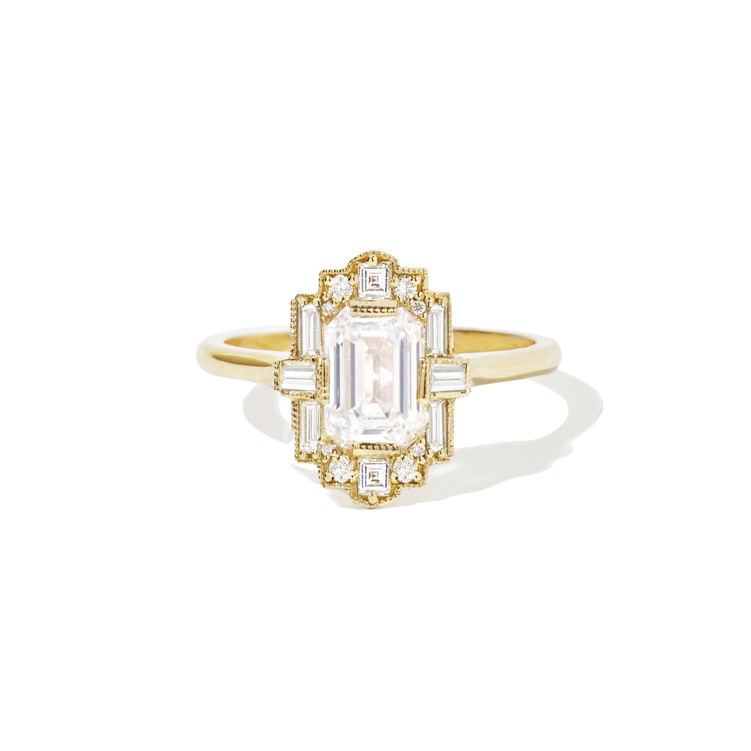Emerald cut diamond art deco ring Clearance