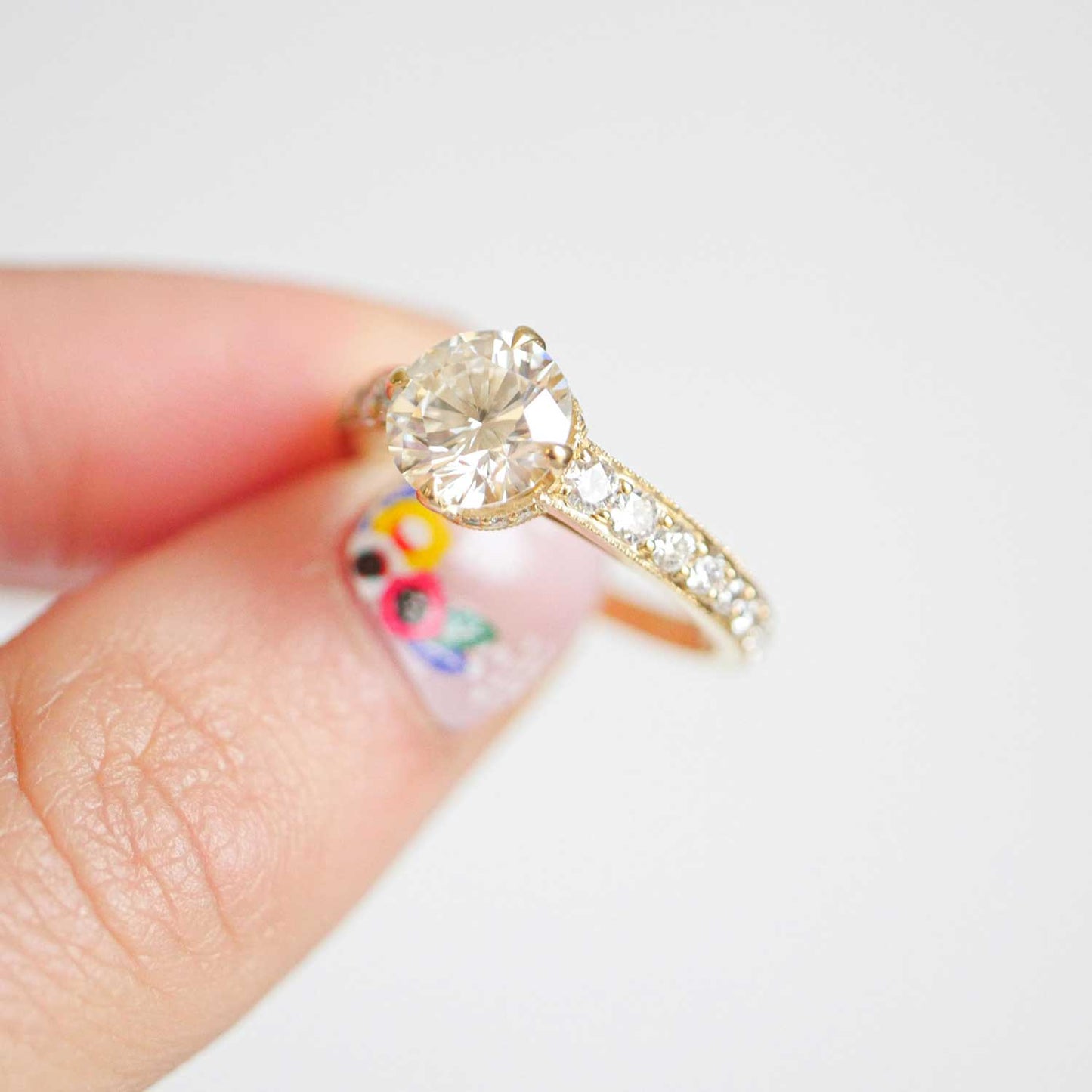 Round Brilliant Pavé Surprise Diamond Engagement Ring