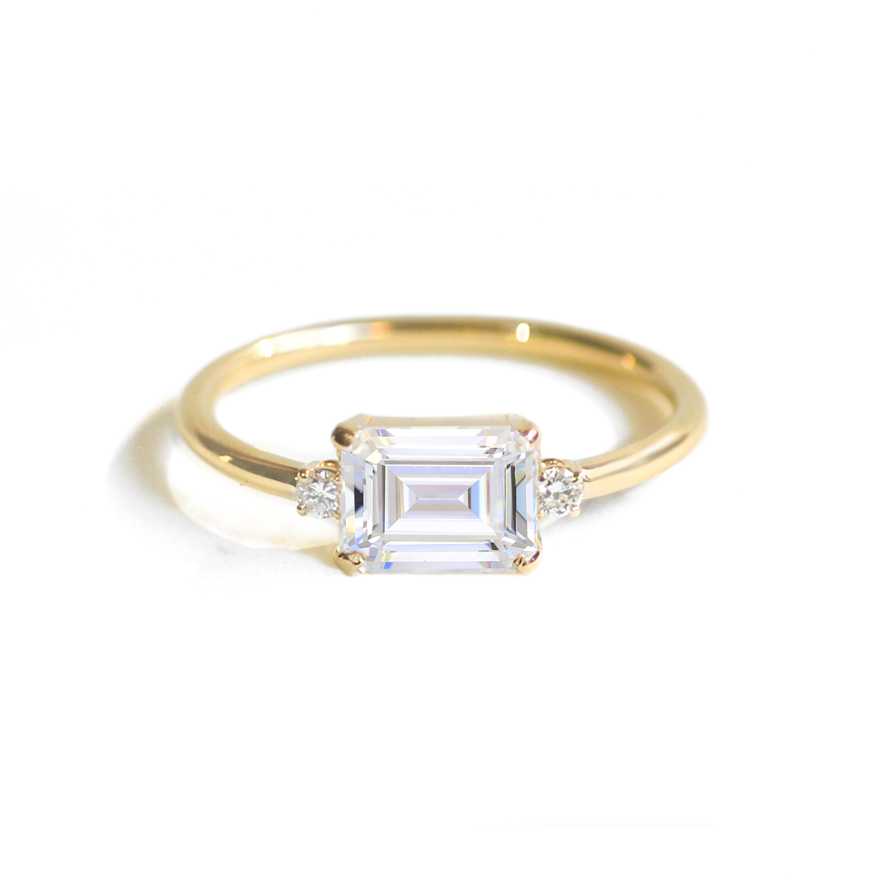 East-West Moissanite Solitaire Ring | Bashert Jewelry 4.5 / Please Choose (Required)