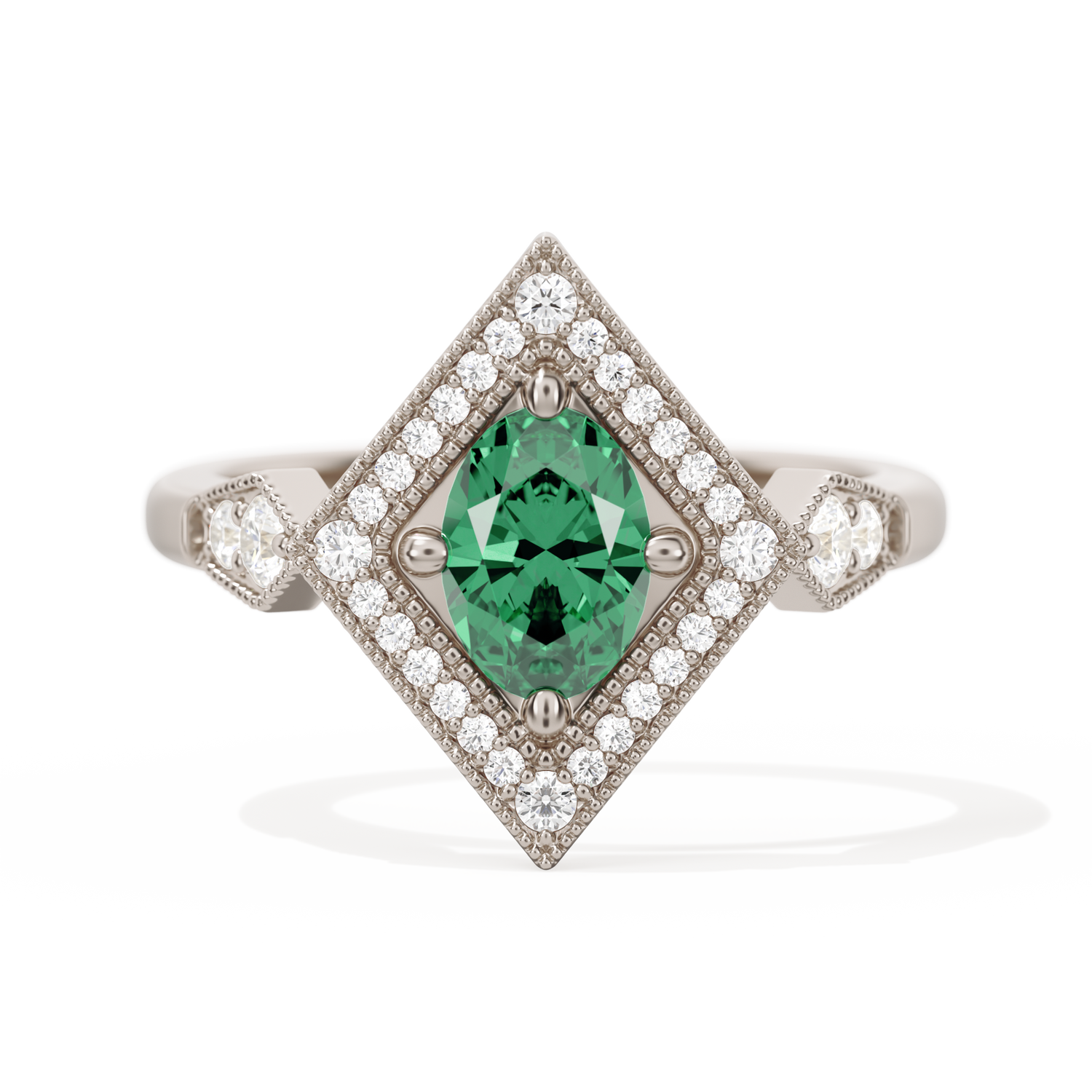 Diamond Shape Halo Oval