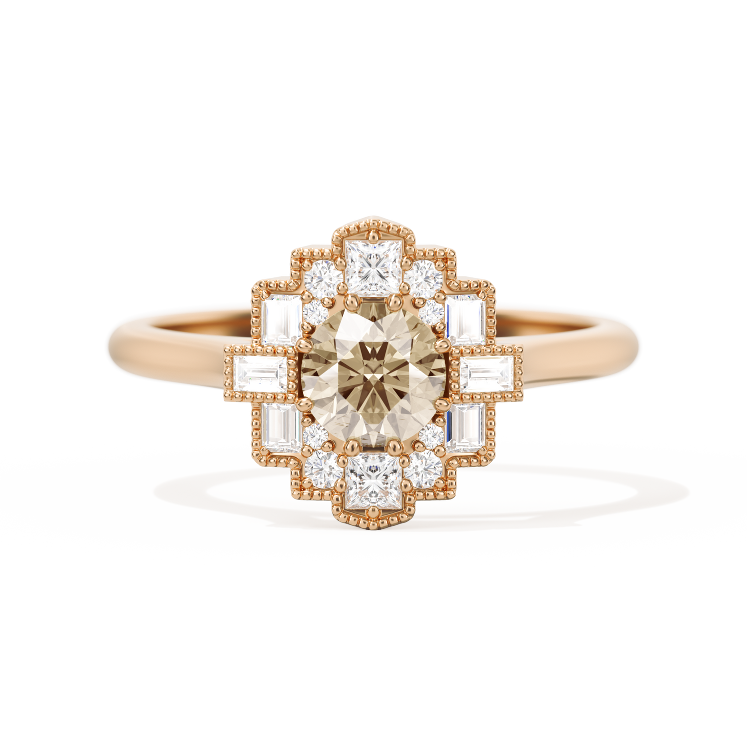 Square Deco with Round Brilliant Cut