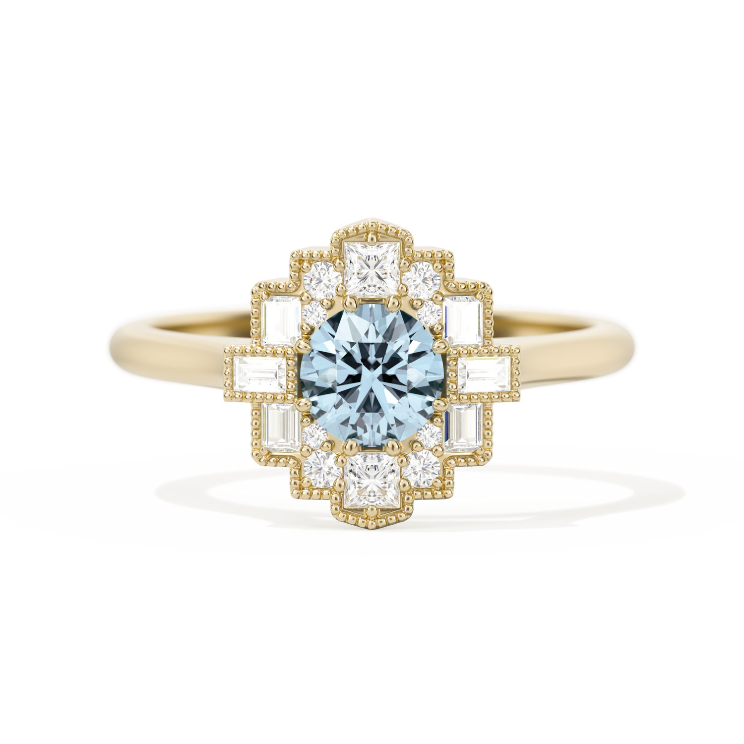 Square Deco with Round Brilliant Cut