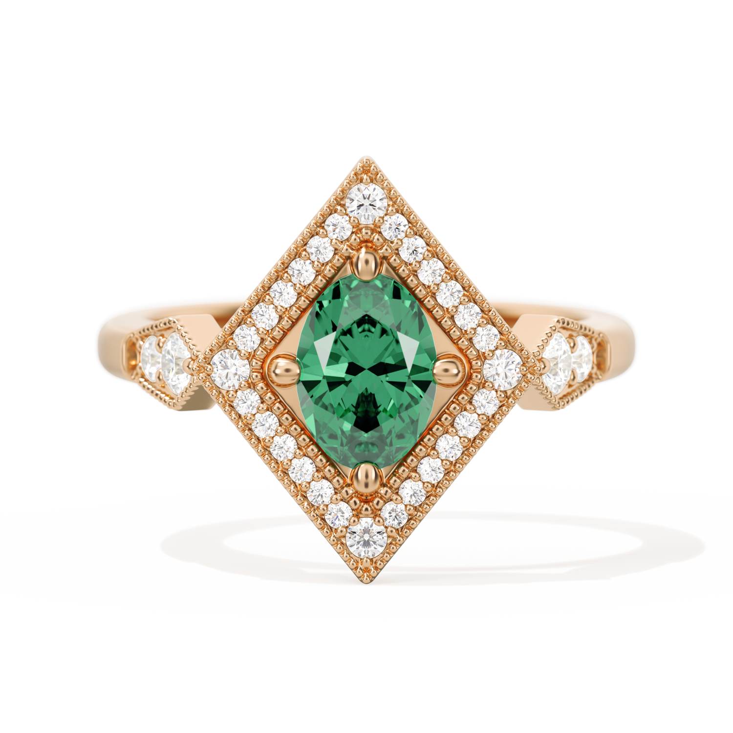 Diamond Shape Halo Oval