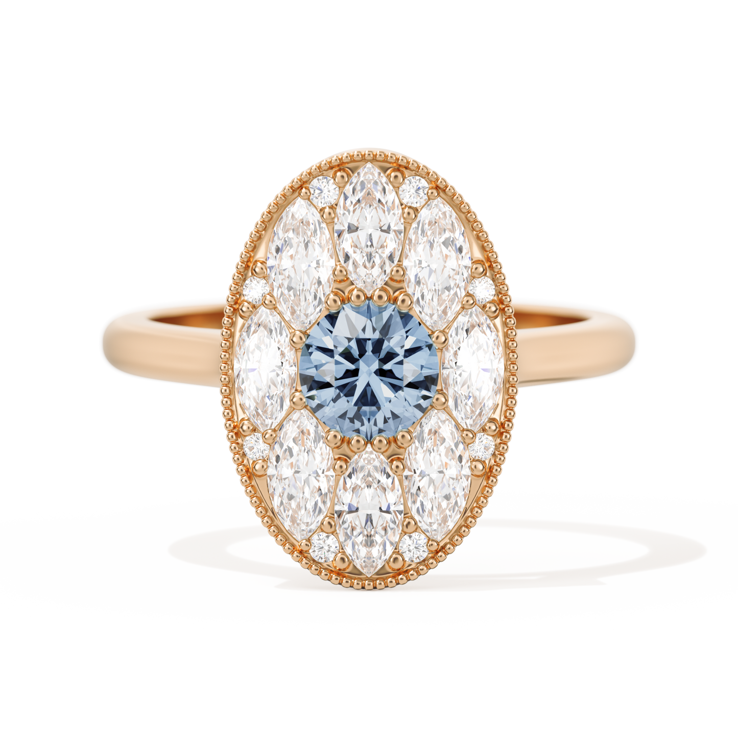 Round with Feather Marquise