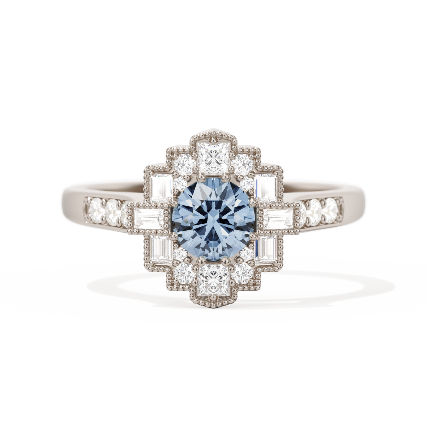 Square Deco with Round Brilliant Cut