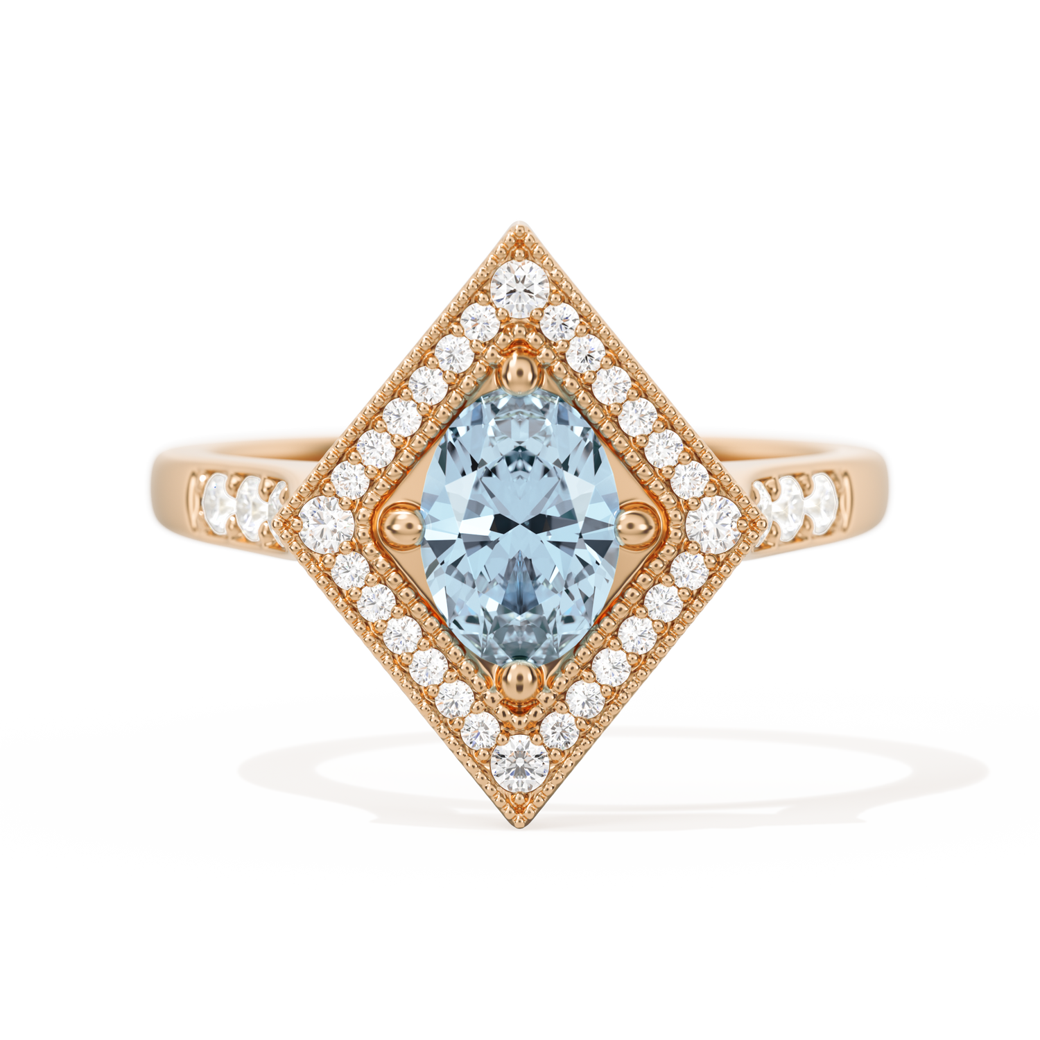Diamond Shape Halo Oval