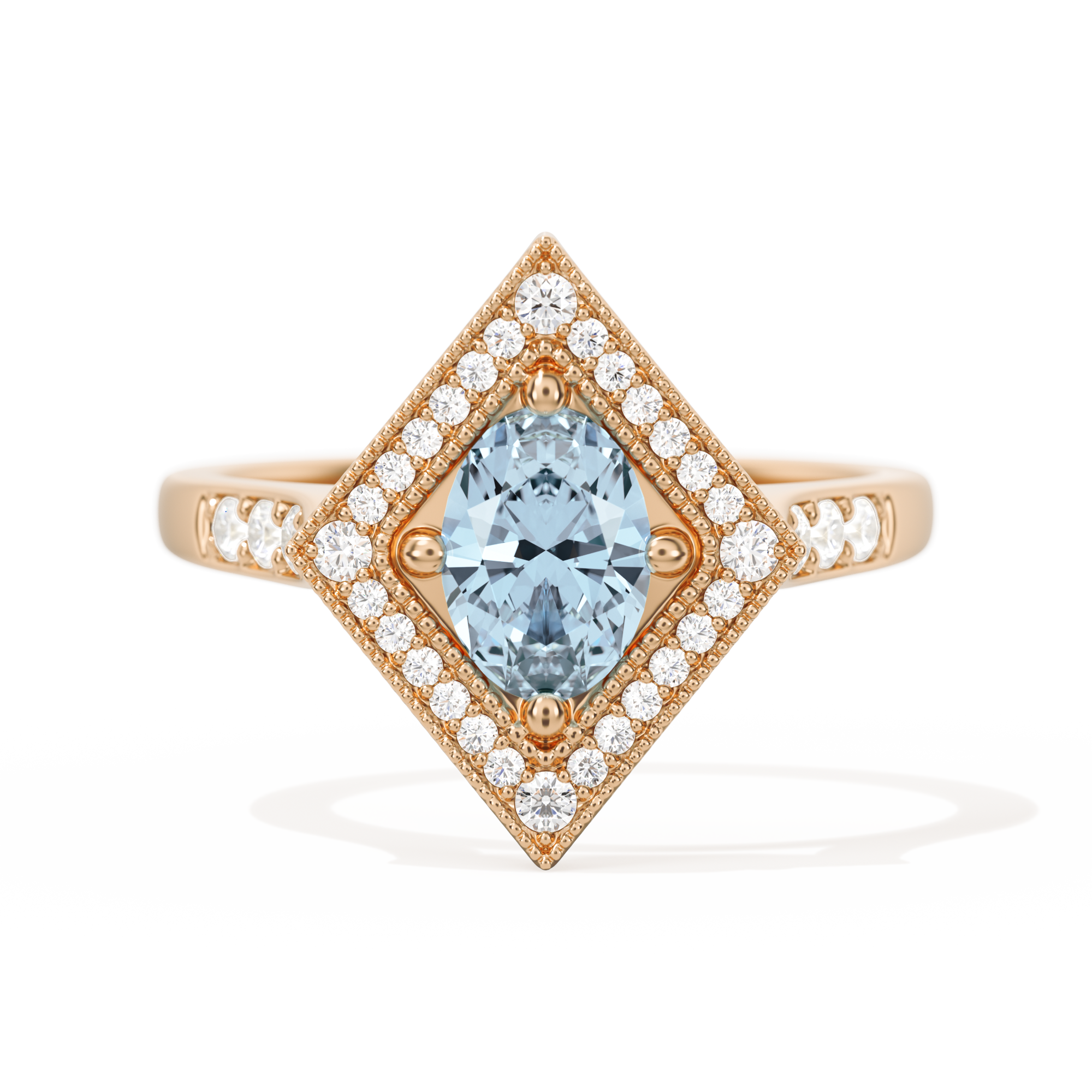 Diamond Shape Halo Oval