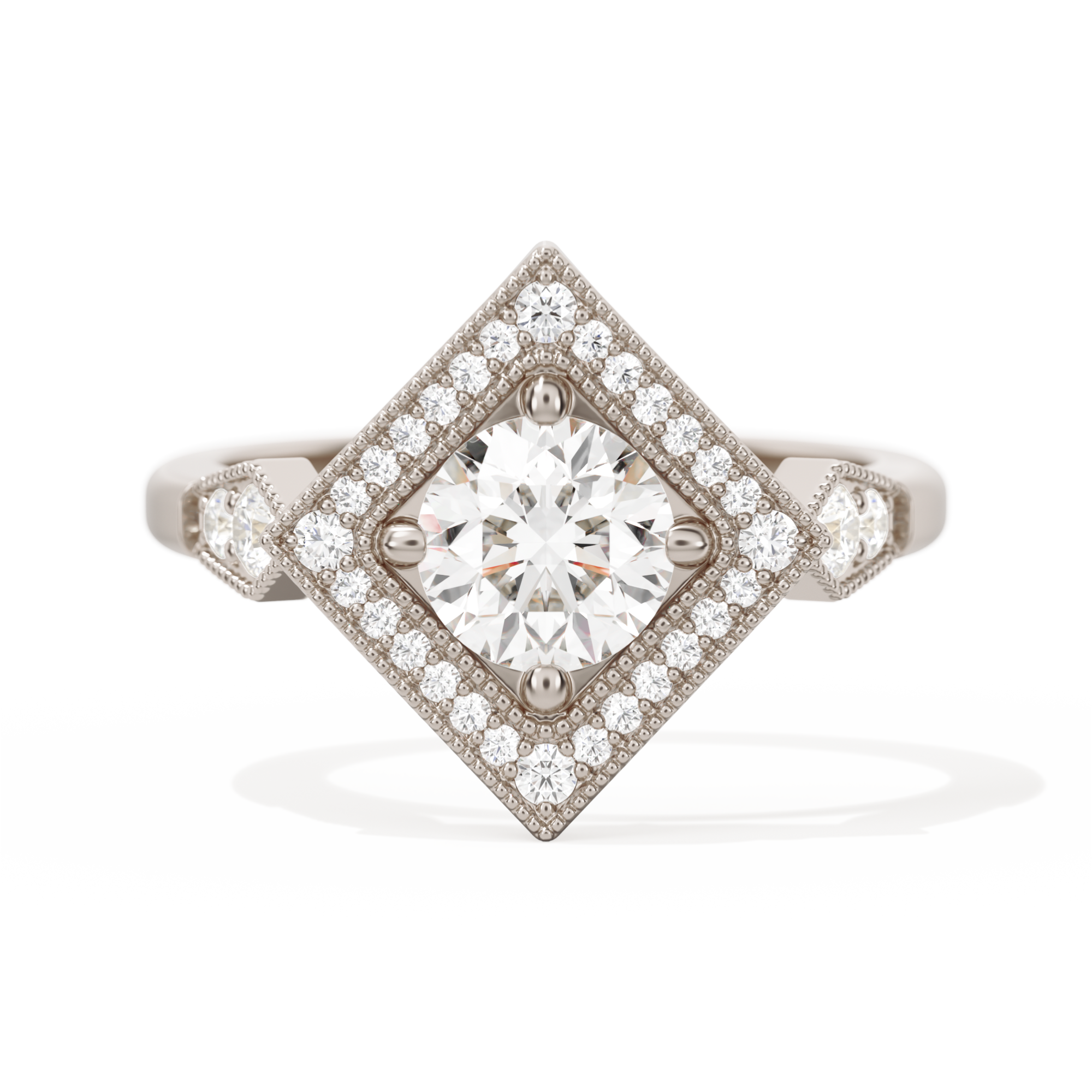 Diamond Shape Halo Round