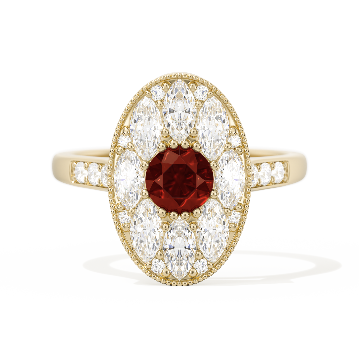 Round with Feather Marquise