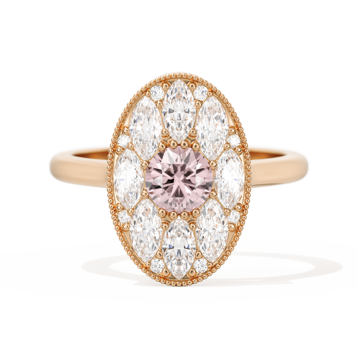 Round with Feather Marquise