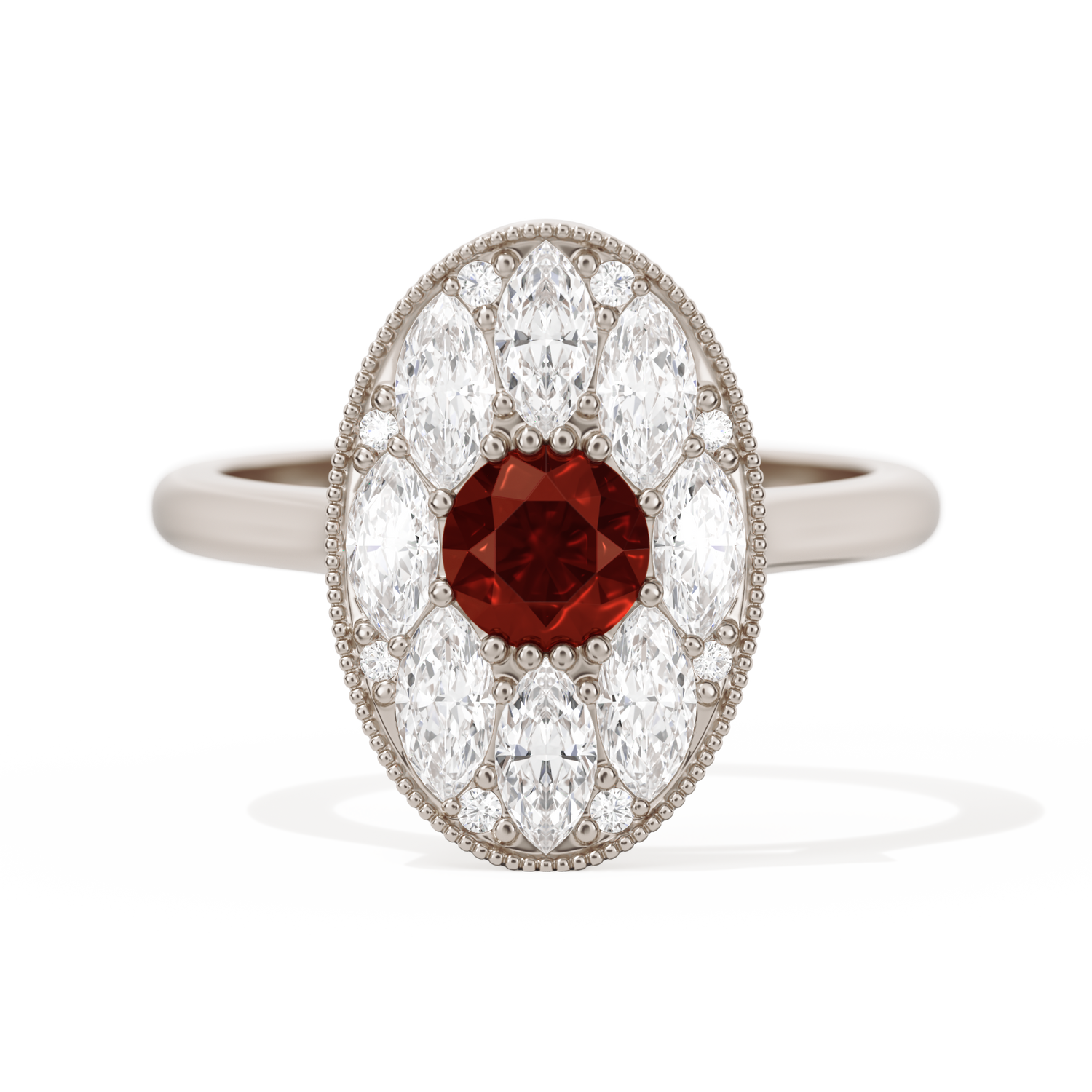 Round with Feather Marquise