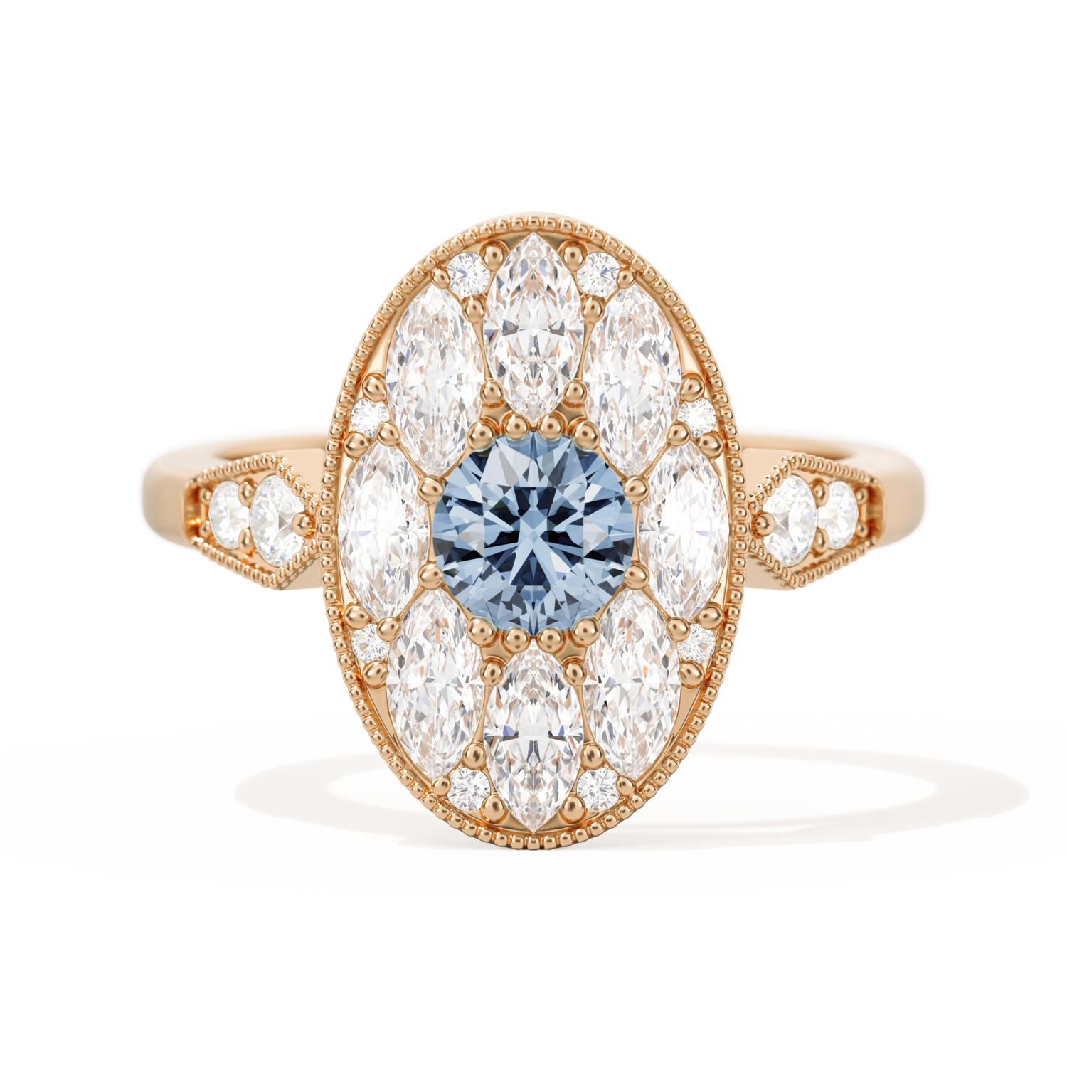 Round with Feather Marquise