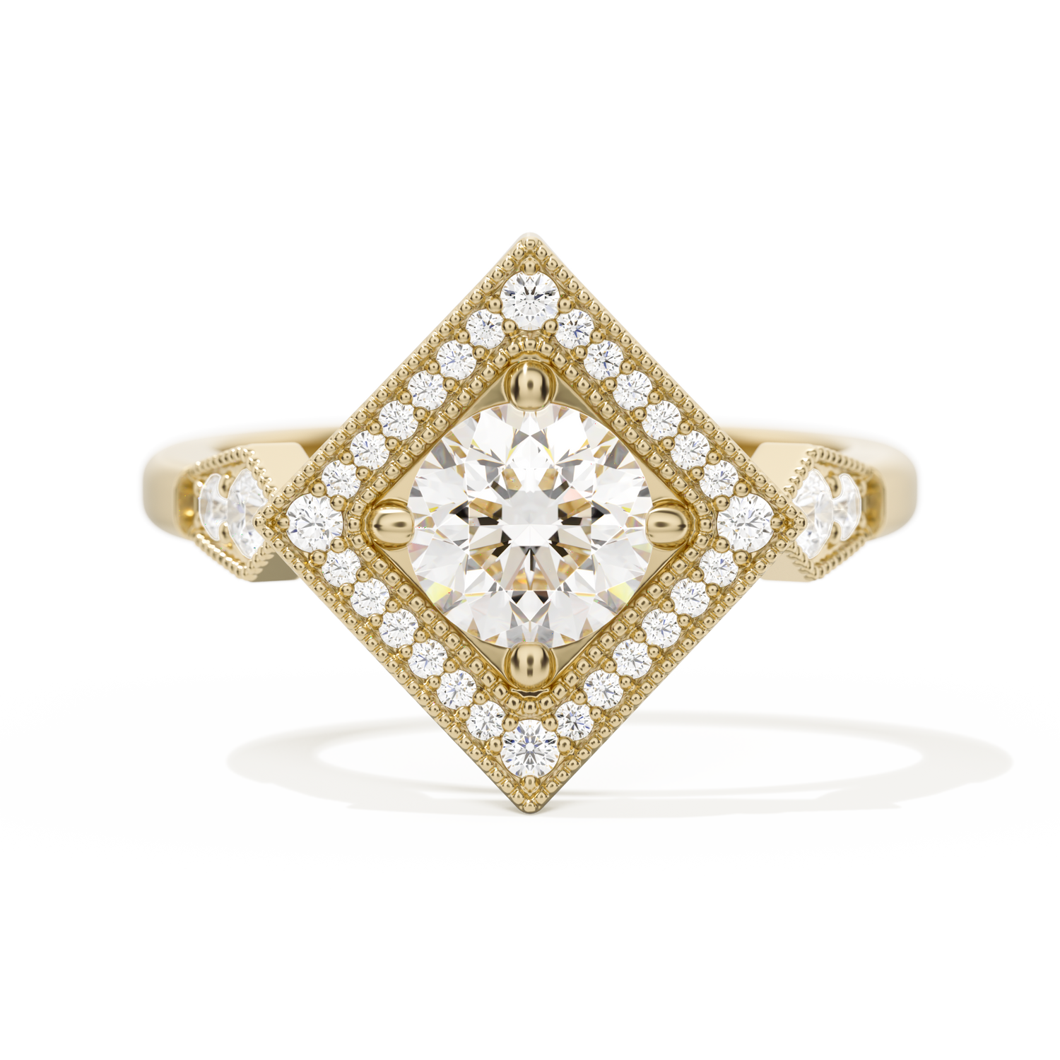 Diamond Shape Halo Round