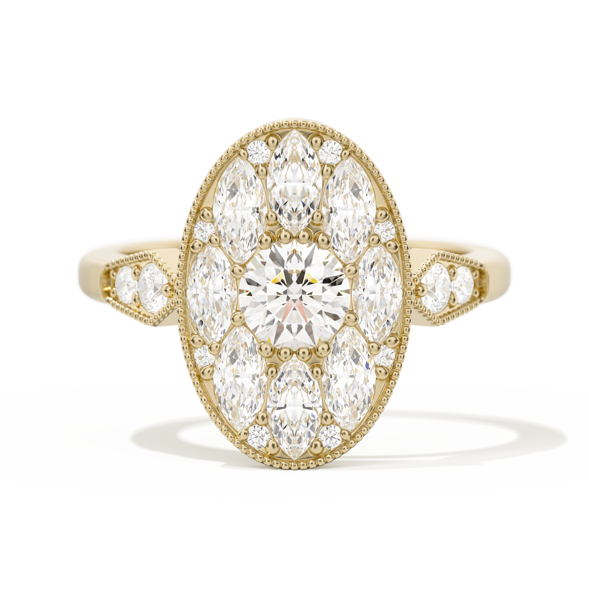 Round with Feather Marquise