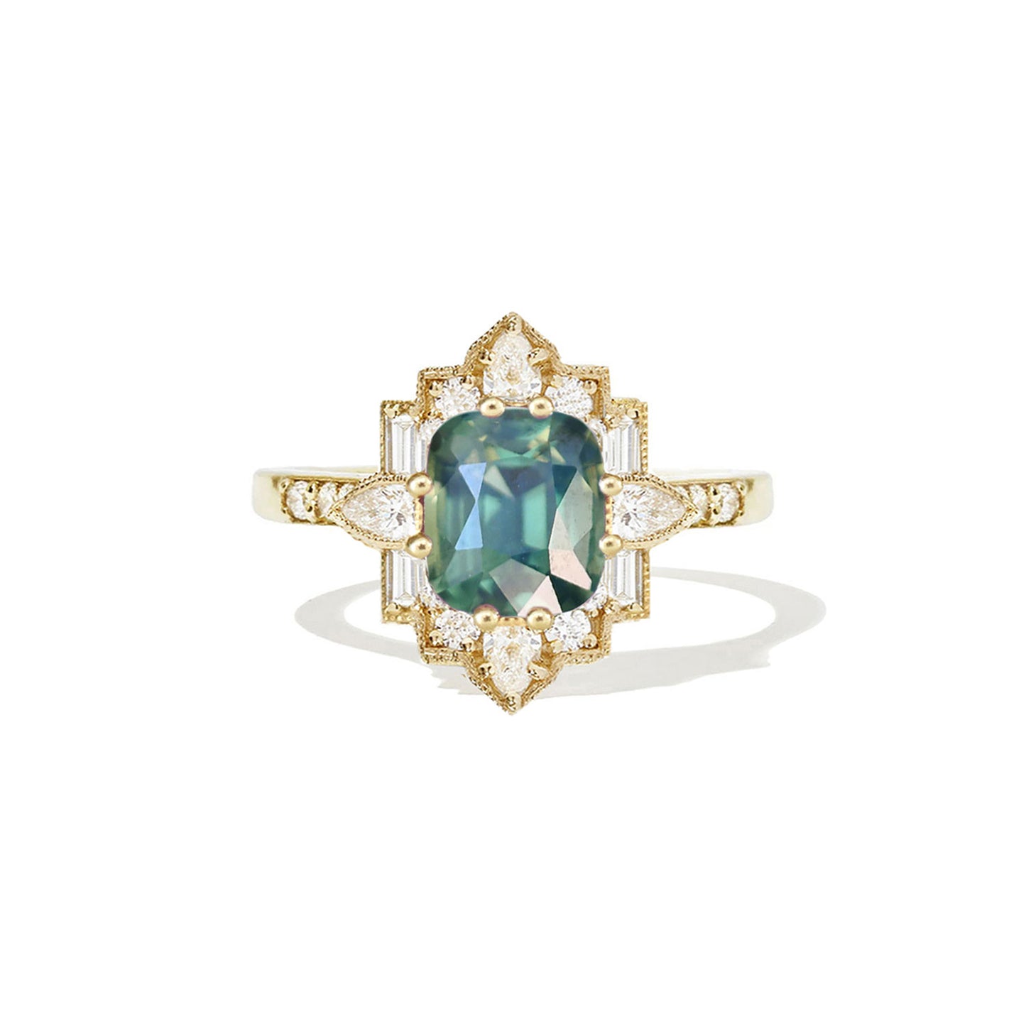 2.10 ctw Cushion Cut Opalescent Forest Green Sapphire